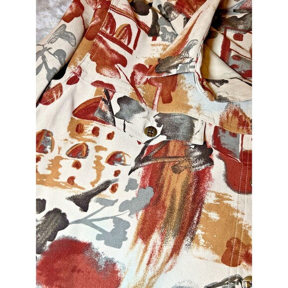 Christopher & Banks Blazer Womens Size Large Tan Multicolor Full‎ Button Stretch - Picture 6 of 11